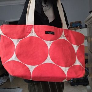 Kate Spade Coral and Cream Circle Tote